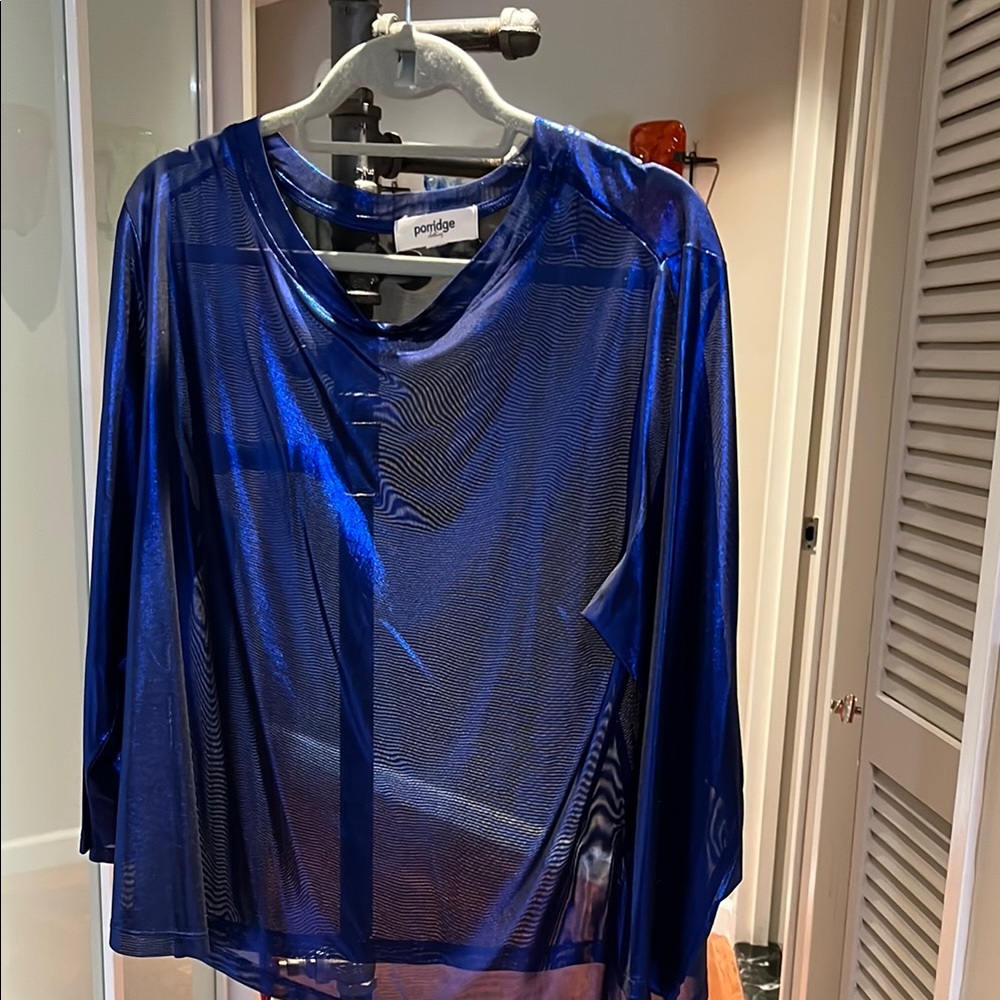 Women's Blue Sheer Top
